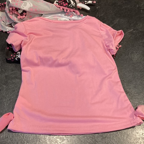 Girls brown pink unicorn 3 piece set of t-shirt, Tank and shorts - size 3T - NWT - Picture 7 of 8
